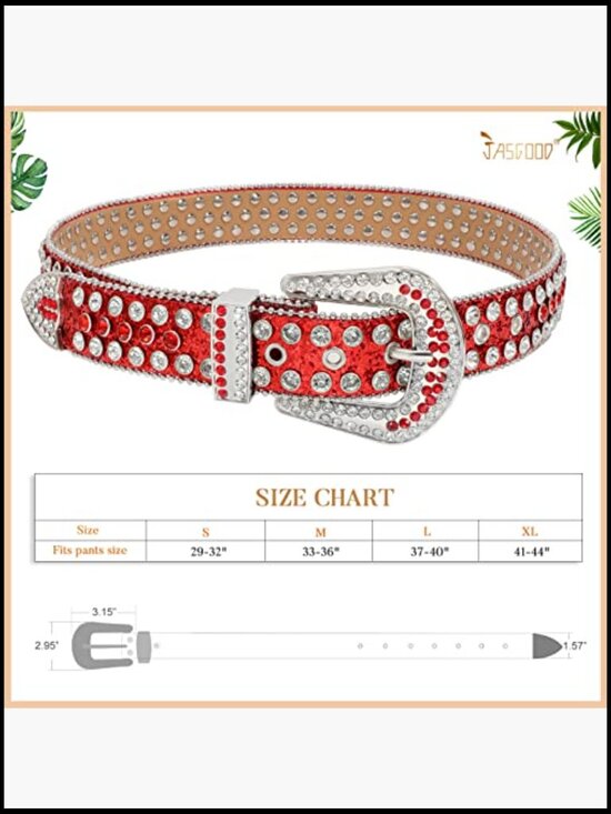 Western Rhinestone Belts for Jeans, Bling Cowgirl Studded Waist Belt, Faux main image 4